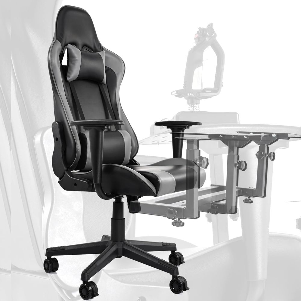Gaming Chair - Hochlehniger Gaming-Stuhl mit Lendenwirbelstütze, Rollen und