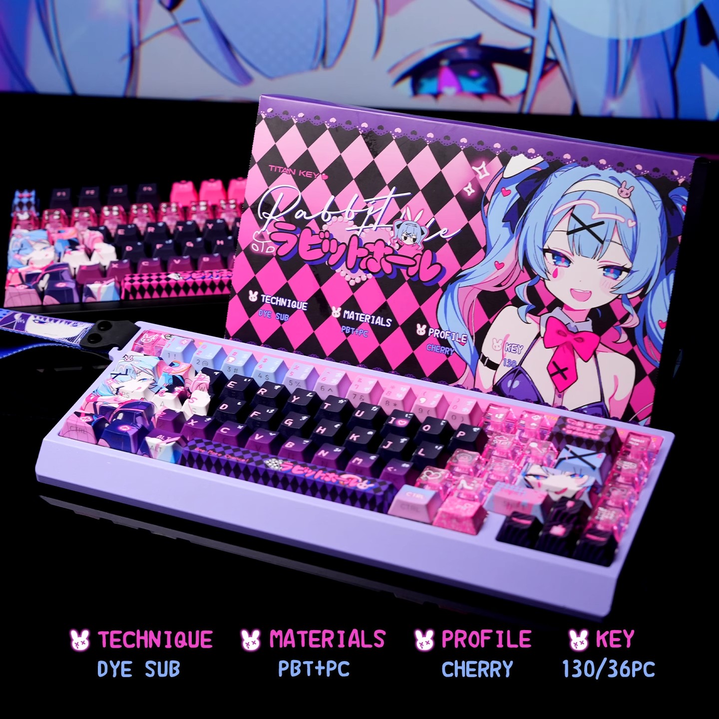 Pc Gaming Set - Anime Rabbit Hole Themen-Sonderanfertigung Tastenkappen-Set, Niedliche