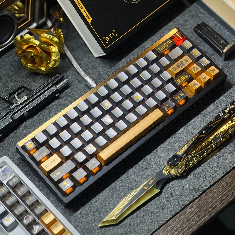 Pc Gaming Set - Golden Rose Theme Tastenkappen-Set, individuelle PC-Tastaturkappen