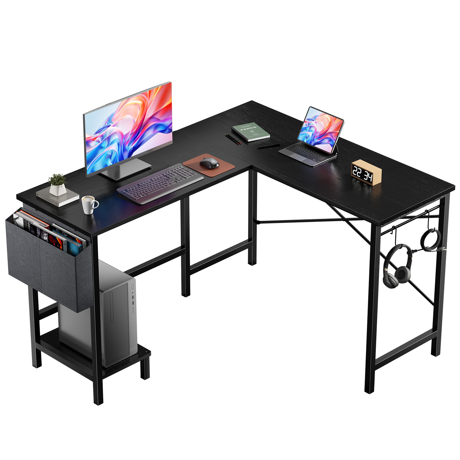 Pc Gaming Center - MCQ L-förmiger Steh-Computertisch mit Aufbewahrungstasche und