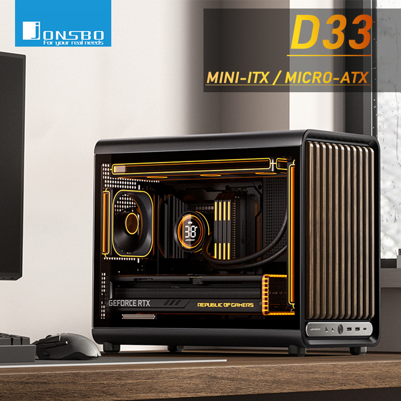 Pc Gaming Center - Jonsbo D33 MATX-Gehäuse Mini-ITX Desktop-Gehäuse STD/Holzmaserung