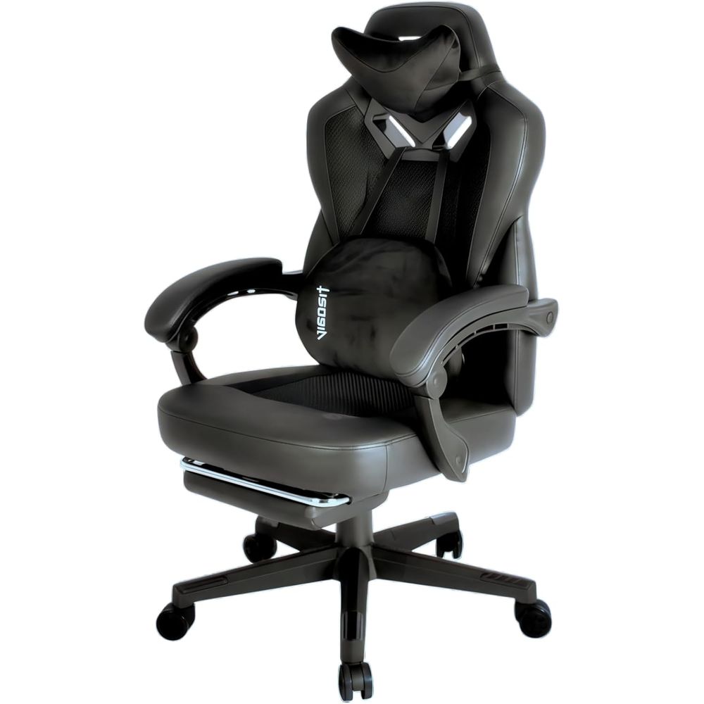 Gaming Chair - Ergonomischer Bürostuhl mit Fußstütze und Lendenwirbelstütze