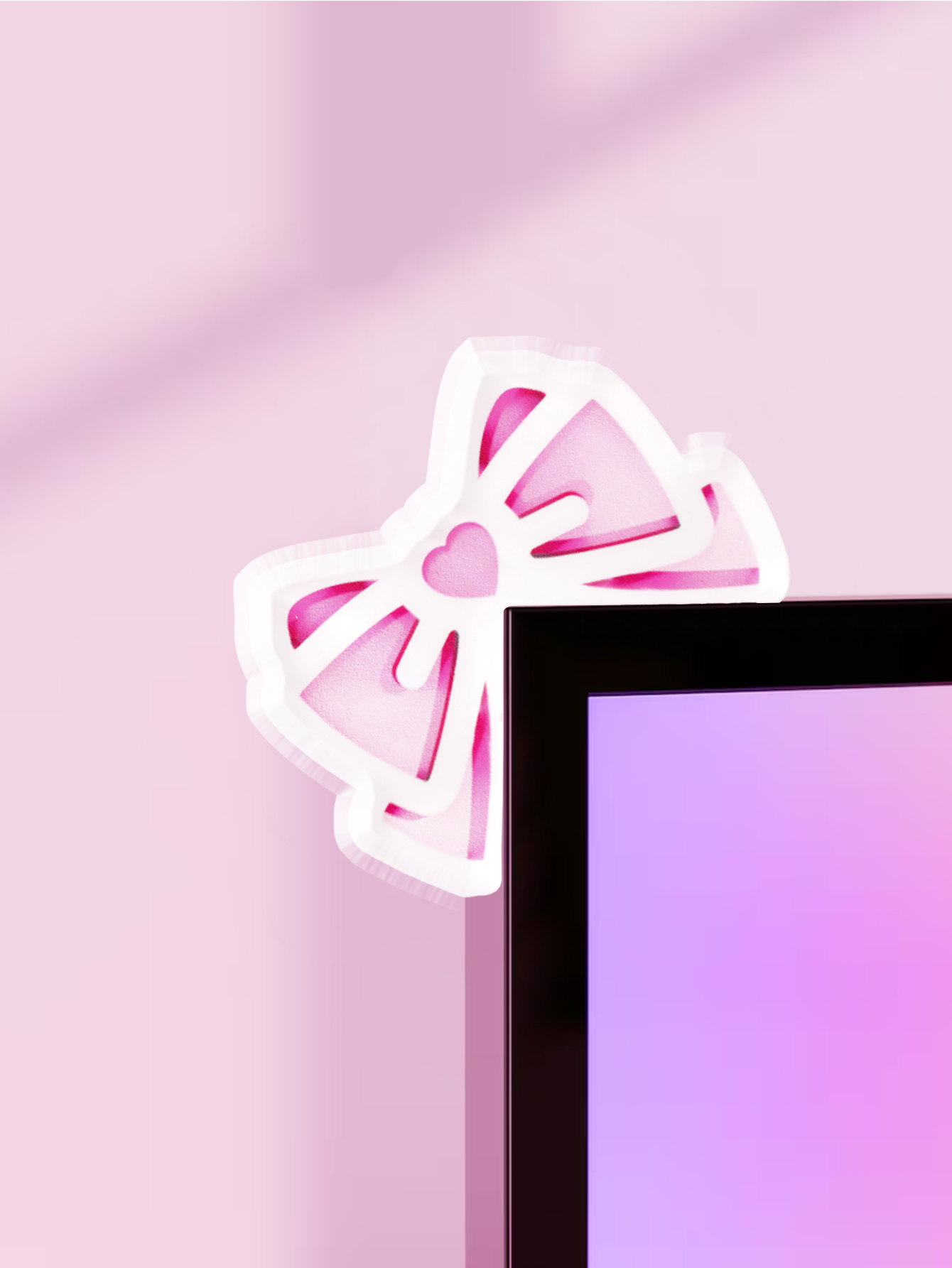Pc Gaming Setup - Kawaii Schleifen-Monitor-Dekor, rosa Acryl-Schleife, PC-Zubehör, niedliche