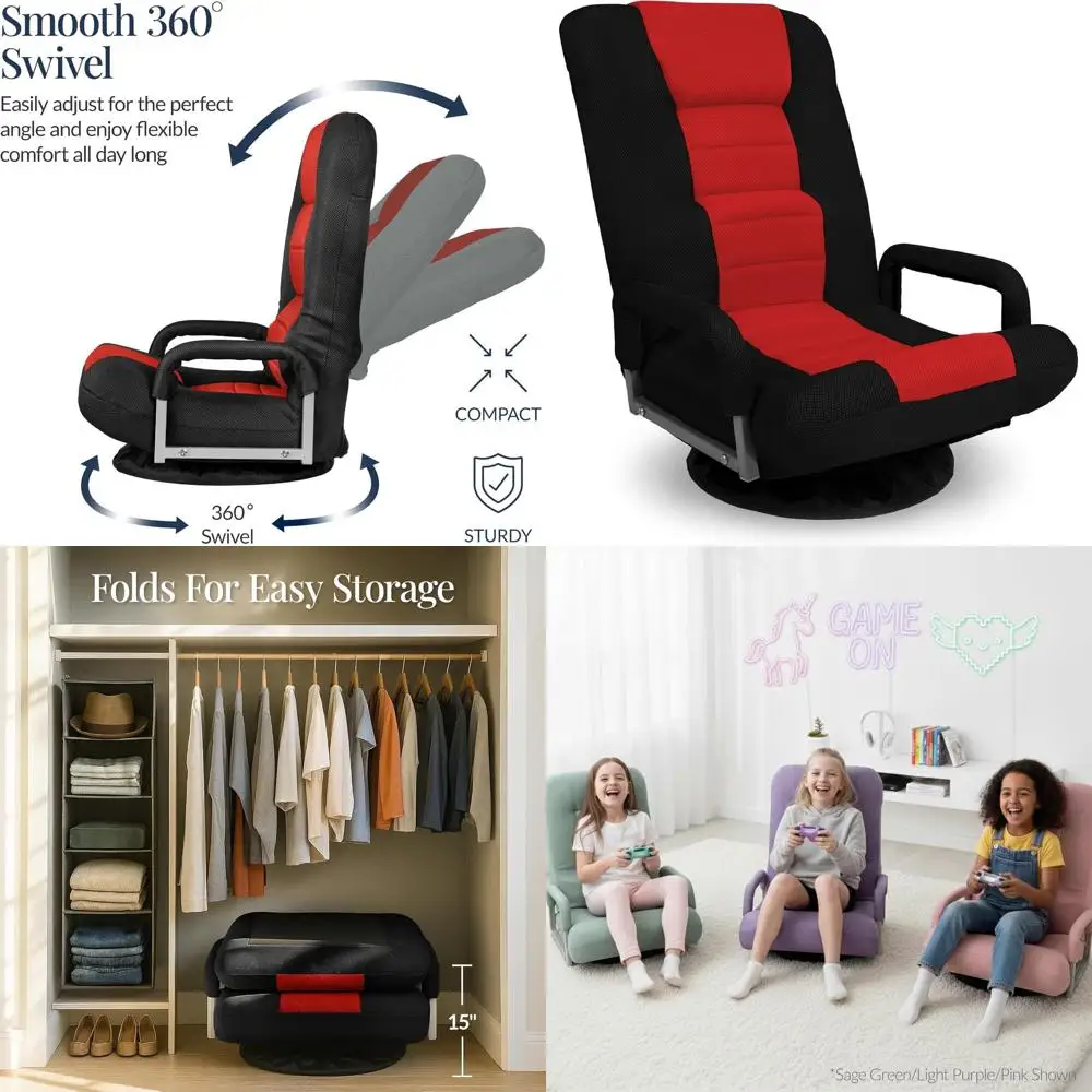 Gaming Chair - 360 ° Ergonomischer Drehstuhl mit Lendenwirbelstütze,