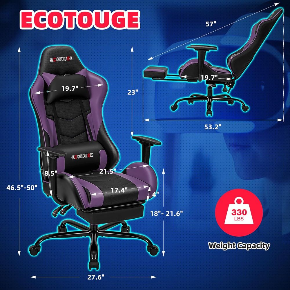 Rennstil-Gaming-Stuhl mit Fußs – Gaming Chair Bewertung und Preis
